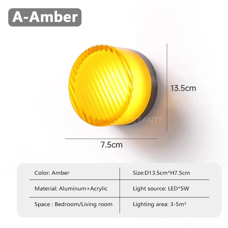 Modern LED Wall Lamp Living Room Amber Jelly Decor Wall Sconces  Corridor Study Dining Room  Home Decoration Smokey Grey Fixture