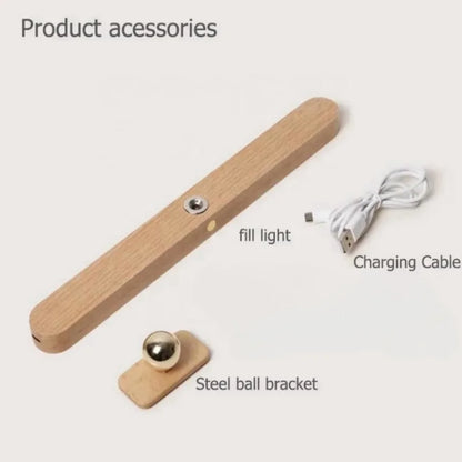 Wooden Cordless Mirror Light LED Night Light Adjustable Reading Lighting Design Bedside Wall Lamp